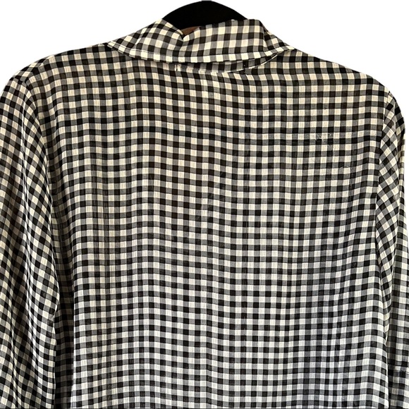 Sheer Black and white checkered button up blouse - Picture 3 of 5